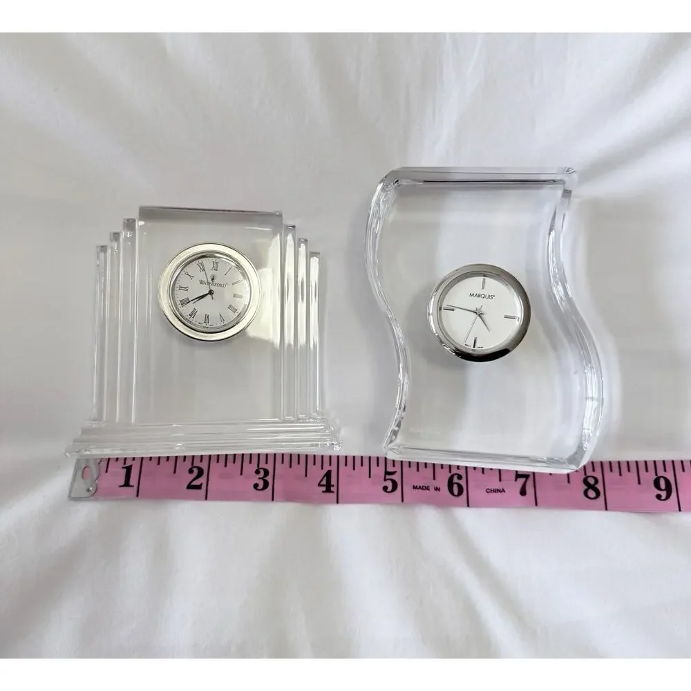 Waterford & Marquis | Set Of 2 Small Crystal Desk Clocks | Collectible